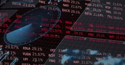 digital financial market display with alphanumeric codes and predictions - Download Free Stock Images Pikwizard.com