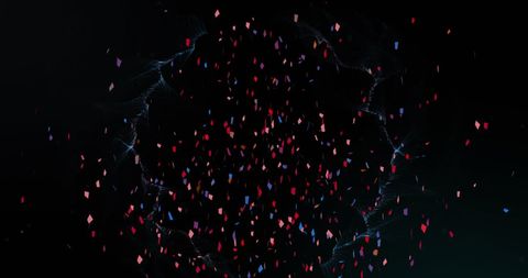 Colorful Confetti Over Blue Digital Wave Against Black Background - Download Free Stock Images Pikwizard.com