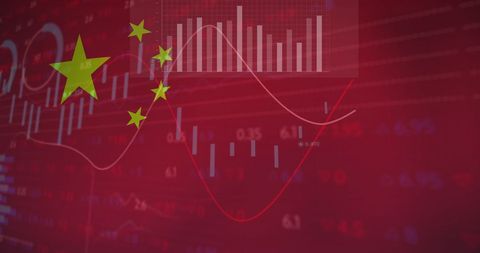 Financial markets in china with economic graphs overlay