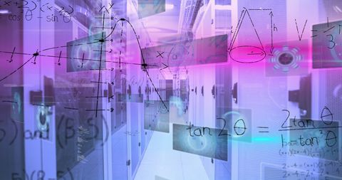 Mathematics and Data Visualization in Server Room - Download Free Stock Images Pikwizard.com