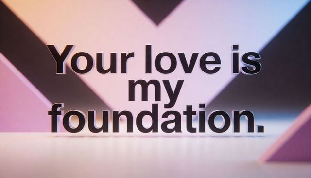 Bold 3d typography 'your love is my foundation' in pastel minimalist geometric design