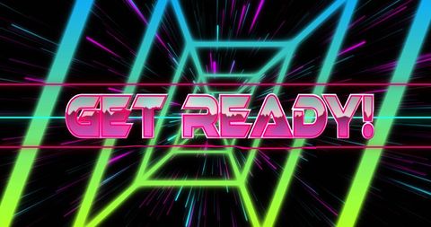 Dynamic Neon Gradient Tunnel with Exciting Get Ready Text - Download Free Stock Images Pikwizard.com