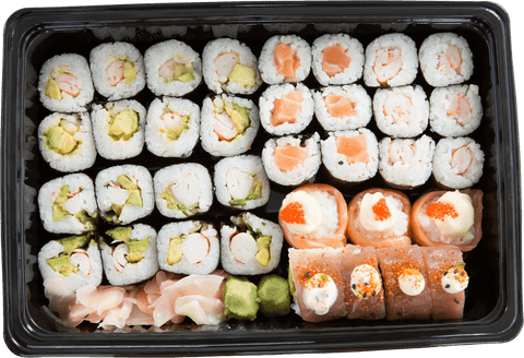 transparent view of assorted sushi platter with rolls and sashimi - Download Free Stock Videos Pikwizard.com