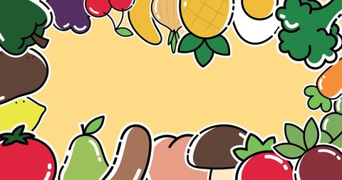 Vibrant Animated Vegetable Frame on Yellow Background - Download Free Stock Images Pikwizard.com