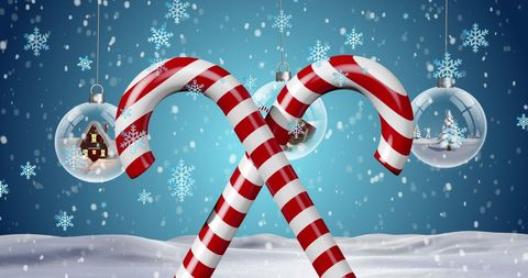 Festive Candy Cane Crossing and Snowglobes in Winter Wonderland