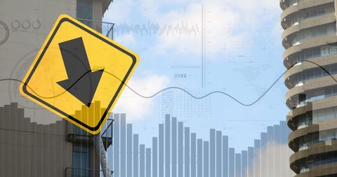 Global Financial Data Overlay with Declining Arrow Sign - Download Free Stock Images Pikwizard.com