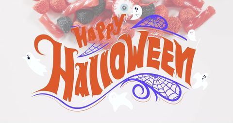 Halloween Celebration with Colorful Candies and Festive Design