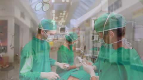 Surgeons Performing Operation with Time-Lapse Overlap