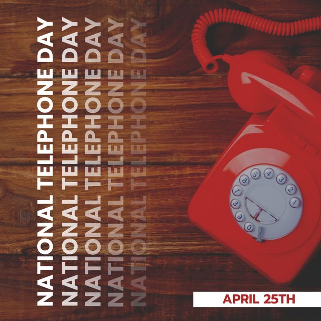 National Telephone Day Celebration with Retro Red Telephone - Download Free Stock Templates Pikwizard.com