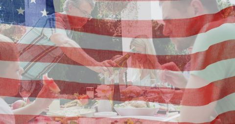 American Family Celebration with Overlay of the Flag - Download Free Stock Images Pikwizard.com