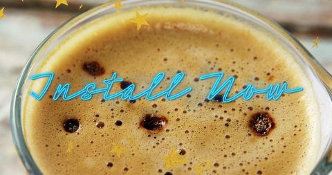 Coffee Promotion with Neon Install Now Message