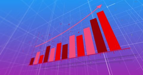 Rising Bar Graph with Red Arrows on Digital Background - Download Free Stock Images Pikwizard.com