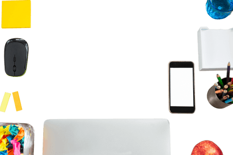 transparent modern office flat lay with tech gadgets and supplies - Download Free Stock Videos Pikwizard.com