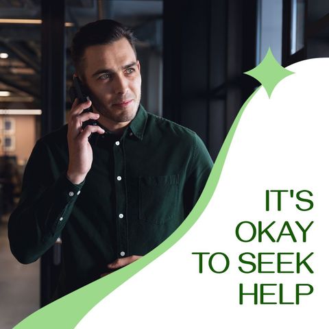 Man Seeking Advice and Support While on Call - Download Free Stock Templates Pikwizard.com