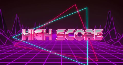 Retro Futuristic High Score Digital Grid - Download Free Stock Images Pikwizard.com