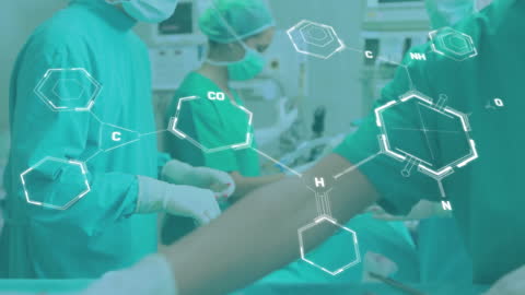 Innovative Surgeons with Chemical Molecular Structures Overlay