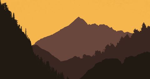 Serene Mountain Landscape at Sunset with Silhouetted Trees - Download Free Stock Images Pikwizard.com