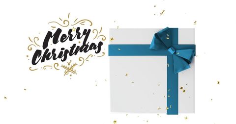 Festive Christmas Gift Box with Merry Christmas Text - Download Free Stock Images Pikwizard.com