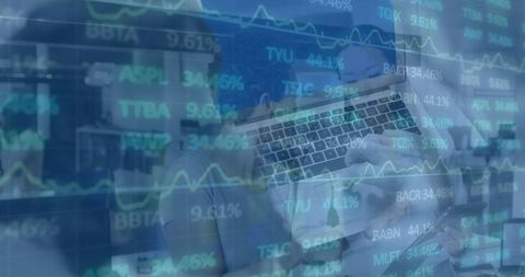 Executives Analyzing Stock Market Data with Technology