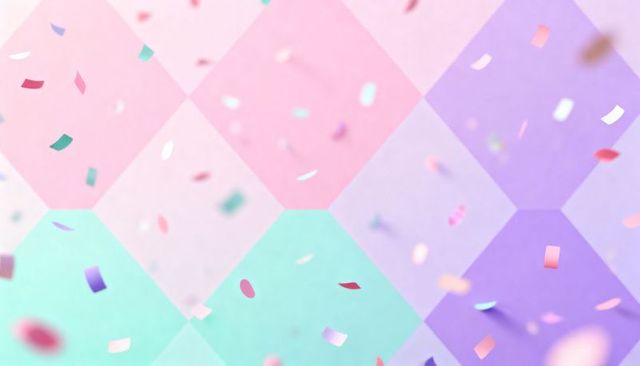 Pastel Diamond Confetti Backdrop for Party Graphics and Social Media Celebration Design