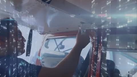 Scientist Inspects Sample Inside Airplane Cabin Experimental Setting