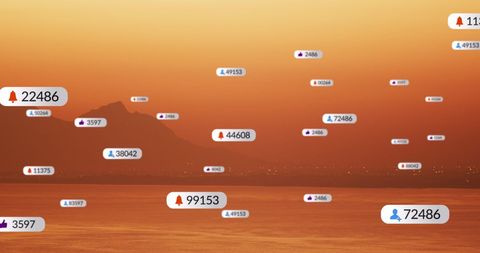 Social Media Icons Over Serene Ocean Sunset