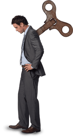 transparent mechanical businessman silhouette with wind-up key - Download Free Stock Videos Pikwizard.com
