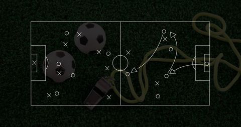 Soccer tactics planning with field layout and training equipment