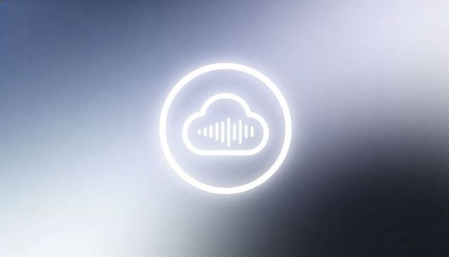 Glowing Cloud Wave Icon Emitting Halo over Cool Gray Gradient Background