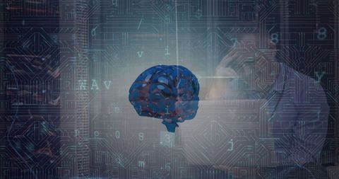 Digital Brain Hologram and Engineer Showcasing Cybersecurity in Medicine - Download Free Stock Images Pikwizard.com