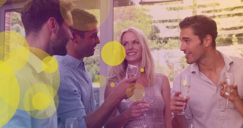 Friends Celebrating and Enjoying Party Cheers with Champagne