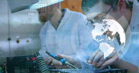 Engineers Innovating Technology with Data Insights and Global Connectivity - Download Free Stock Images Pikwizard.com