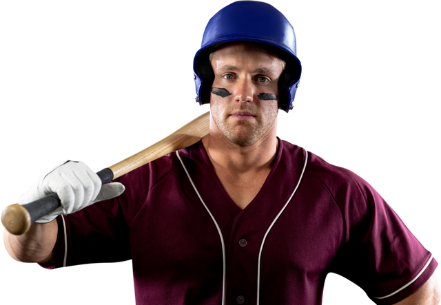 Transparent Close up of Male Baseball Player with Bat on Shoulder - Download Free Stock Videos Pikwizard.com