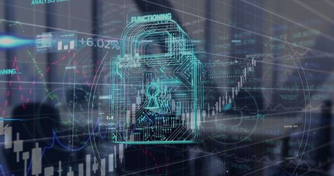 Cybersecurity Protection Overlays Top Financial Market Charts - Download Free Stock Images Pikwizard.com