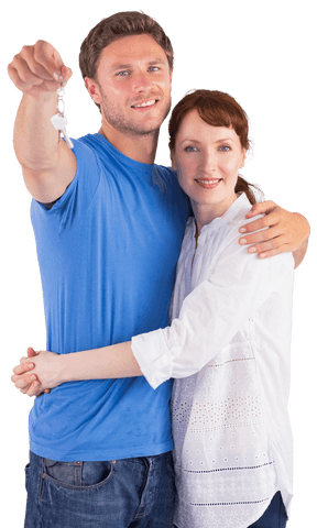Happy Couple Holding Keys Celebrating New Home Transaction Transparent - Download Free Stock Videos Pikwizard.com