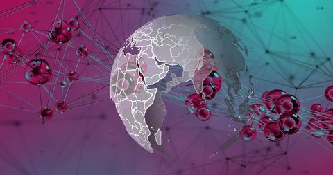 Digital Global Network with Connection Nodes and Global Data - Download Free Stock Images Pikwizard.com