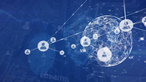 Global Network Security Concept with Digital Profiles and Spinning Globe