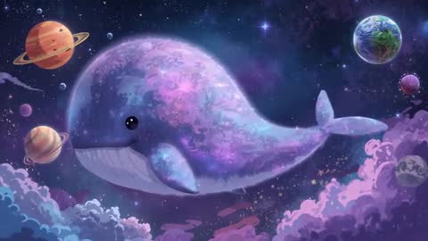Mystical Space Whale Gliding Through Cosmos