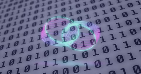 futuristic neon circles over binary code display - Download Free Stock Images Pikwizard.com
