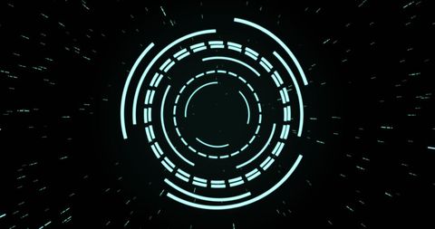 Futuristic Digital Interface with Pulsating Circular HUD Display