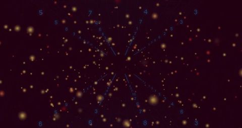 Futuristic Particle Vortex with Digital Numerals in Deep Space