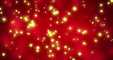 Festive Golden Lights on Vibrant Red Background