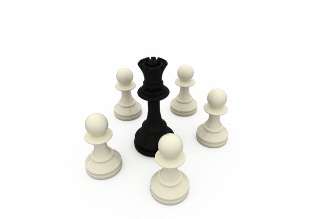 Chess Strategy Concept: Black Queen Surrounded by White Pawns - Download Free Stock Videos Pikwizard.com