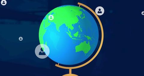 Digital global network with spinning globe