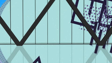 Geometric Abstract Design with Blue and Black Shapes