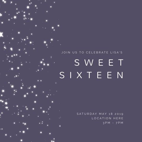 Sweet Sixteen Invitation with Starry Night Theme - Download Free Stock Templates Pikwizard.com