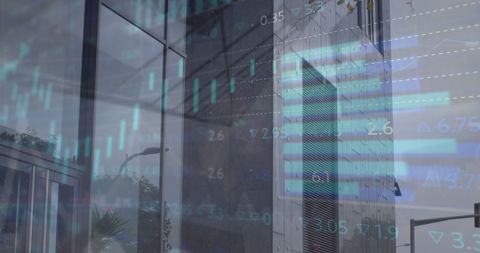Office Building with Overlay of Financial Data and Trends - Download Free Stock Images Pikwizard.com