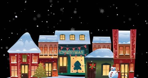 Charming Snowy Christmas Village Scene with Festive Decorations - Download Free Stock Images Pikwizard.com