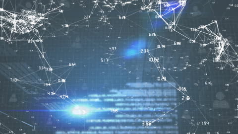 Abstract Digital Data Network with Illuminated Web Connections