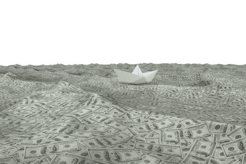 Paper Boat Sailing on Ocean of Transparent US Dollars - Download Free Stock Videos Pikwizard.com